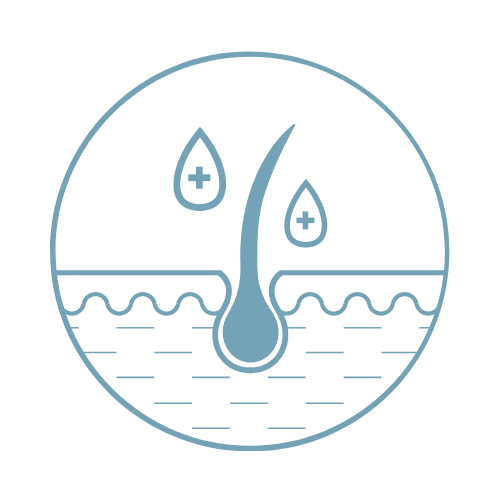 Icoon van haarfollikel met druppels als symbool voor langdurige ondersteuning