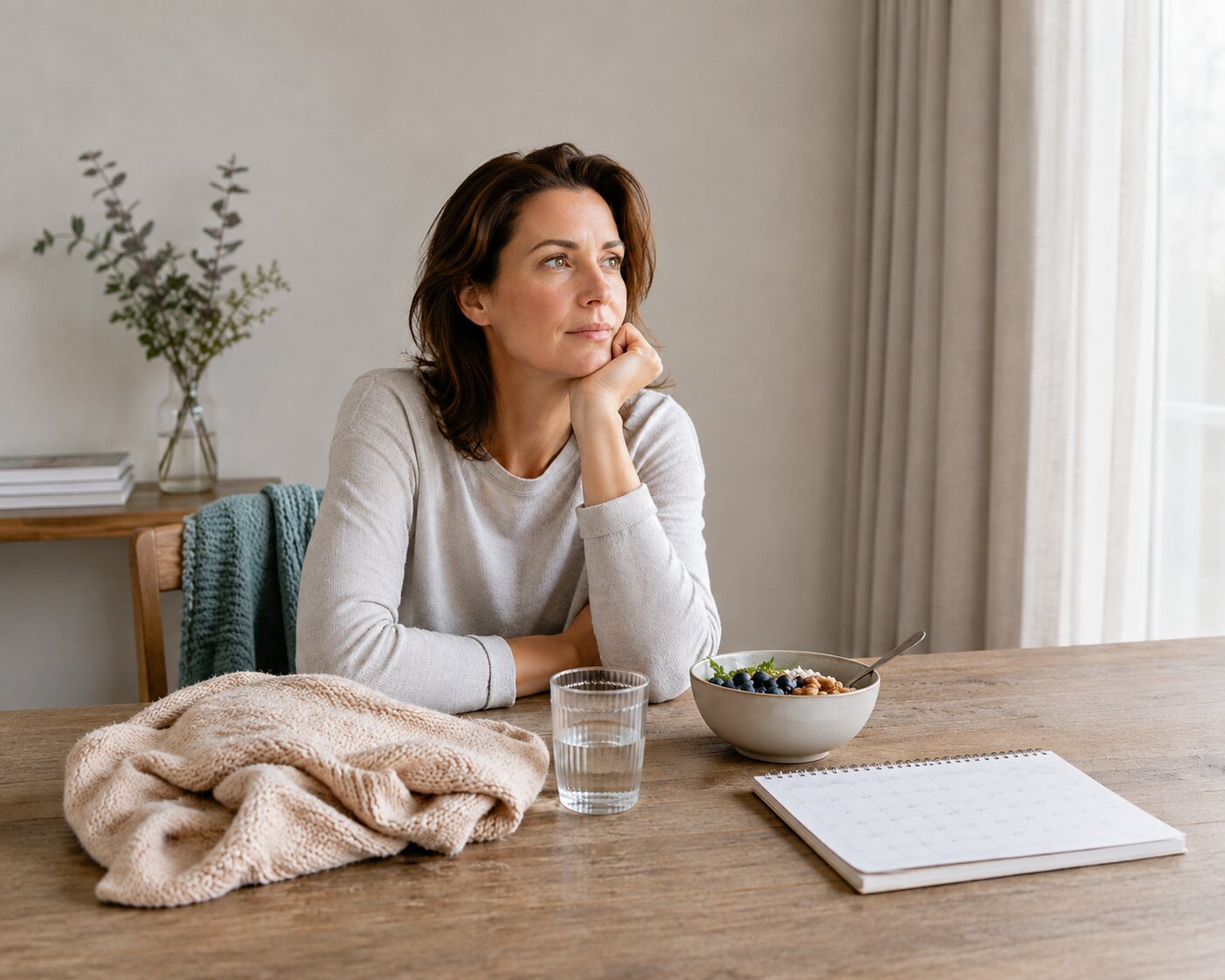 Donna durante la convalescenza dopo una malattia, stress o cambiamenti ormonali